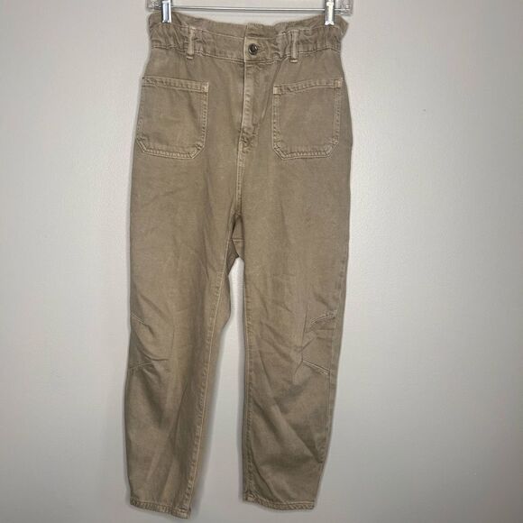 Zara Paperbag Waist Patch Pocket Jeans - Picture 1 of 3